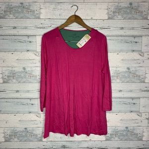 Gudrun Sjoden Silk Mix Tunic Pink Green Blouse Sz L